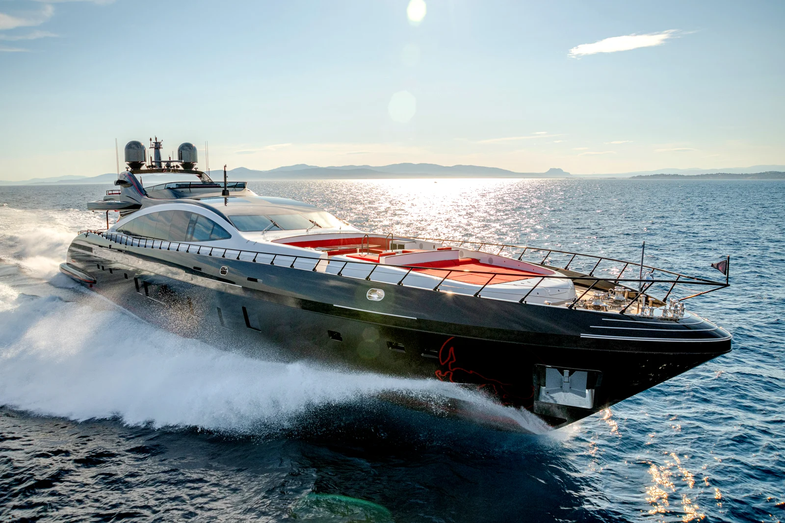 Black Legend yacht underway on the French Riviera